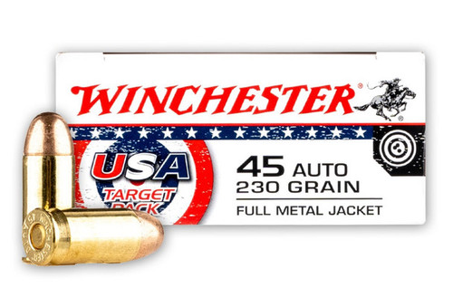 Winchester USA 45 Auto 230gr FMJ Target Pack Rifle Ammunition