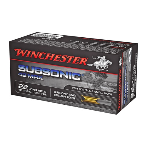 Winchester 42 Max 22lr 42gr Subsonic Max Hollow Point Rimfire Ammunition
