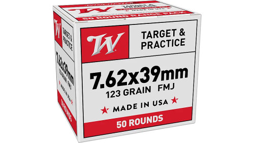 Winchester USA 7.62X39 123gr FMJ  50RD Rifle Ammunition