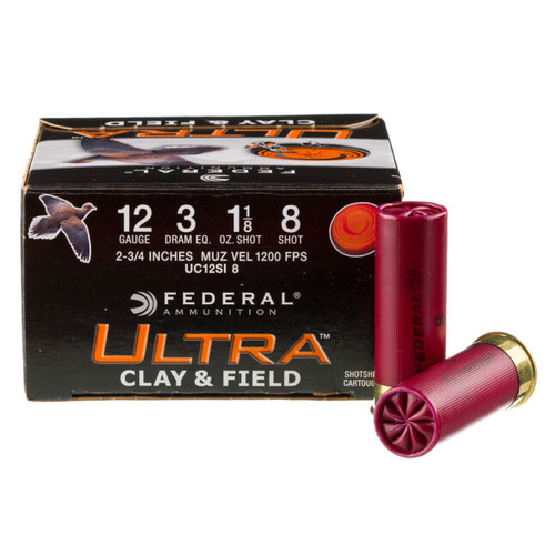 Federal 12ga 1200fps 2-3/4" 1oz #8 Ultra Clay and Field Shotgun Ammunition