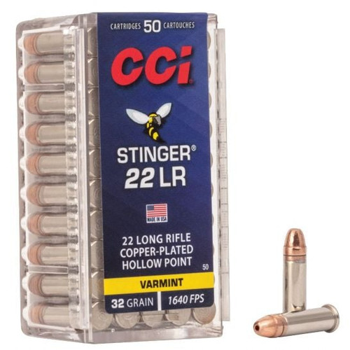 CCI 22LR Stinger 32gr Copper Plated Hollow Point Rimfire Ammunition