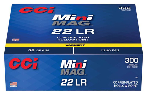CCi Mini-Mag 22lr 36gr Jacketed Hollow Point 300rd Box Rimfire Ammunition