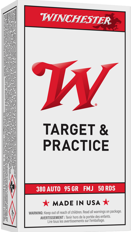 Winchester Target & Practice USA 380 ACP 95gr FMJ Handgun Ammunition