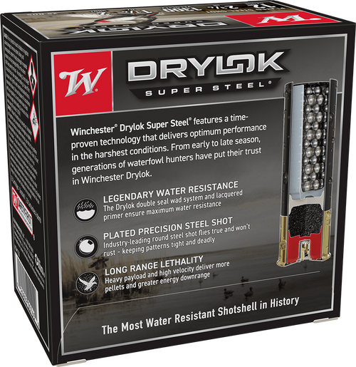 Winchester Drylok Super Steel 12ga 2-3/4 Inch 1-1/4oz #2 Shot Waterfowl Shotgun Ammunition