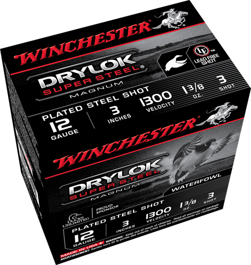 Winchester Drylok Super Steel 12ga 3 Inch 1-3/8oz #3 Shot Waterfowl Shotgun Ammunition