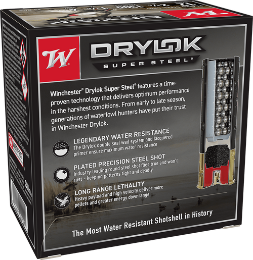 Winchester Drylok Super Steel 12ga 2-3/4 Inch 1-1/4oz #4 Shot Waterfowl Shotgun Ammunition