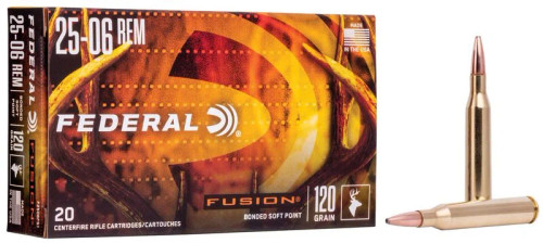 Federal Fusion 25-06 Rem 120 Grain 2980 fps Soft Point Whitetail Rifle Ammunition