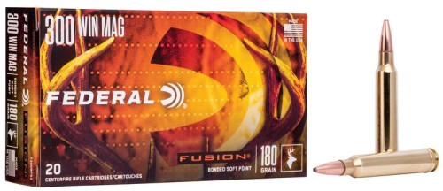 Federal Fusion 300 Win Mag 180 Grain 2960 fps Fusion Soft Point Rifle Ammunition