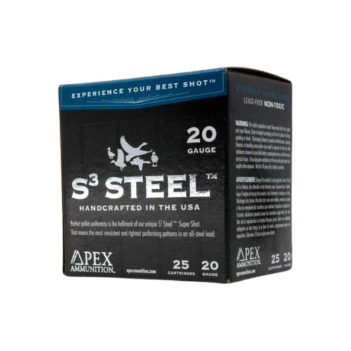 Apex Ammunition, 20 Gauge 1 oz. #3 S³ Steel Shot, Shotgun Ammunition