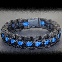Paracord Bracelet - Black with Royal Blue Stripe