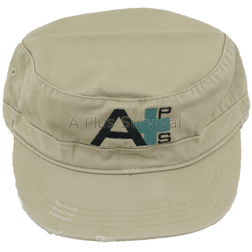 A Plus Survival Distressed Style Khaki Hat