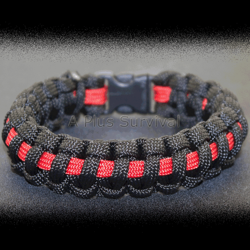 Paracord Bracelet - Black with Red Stripe