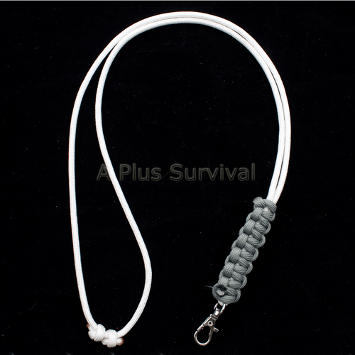 Paracord Lanyard - White and Foliage Green