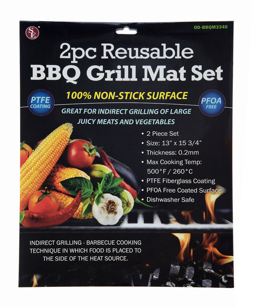 2 Piece Reusable BBQ Grill Mat Set