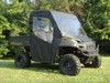 3 Star side x side Polaris Ranger full-size 500/700 full cab enclosure with vinyl windshield front and side angle view