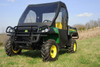 3 Star side x side John Deere HPX/XUV full cab enclosure with vinyl windshield front and side angle view