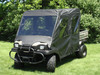 3 Star side x side Kawasaki Mule 3000/3010 Trans full cab enclosure with vinyl windshield front angle view