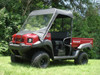 3 Star side x side Kawasaki Mule 4000/4010 vinyl windshield and top front and side angle view