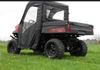 3 Star side x side Polaris Ranger Mid-Size 570 full cab enclosure with vinyl windshield rear and side angle view