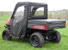 3 Star side x side Polaris Ranger Mid-Size 570 full cab enclosure with vinyl windshield rear and side angle view
