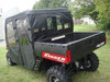 3 Star side x side Polaris Ranger Crew 700 full cab enclosure with vinyl windshield rear and side angle view