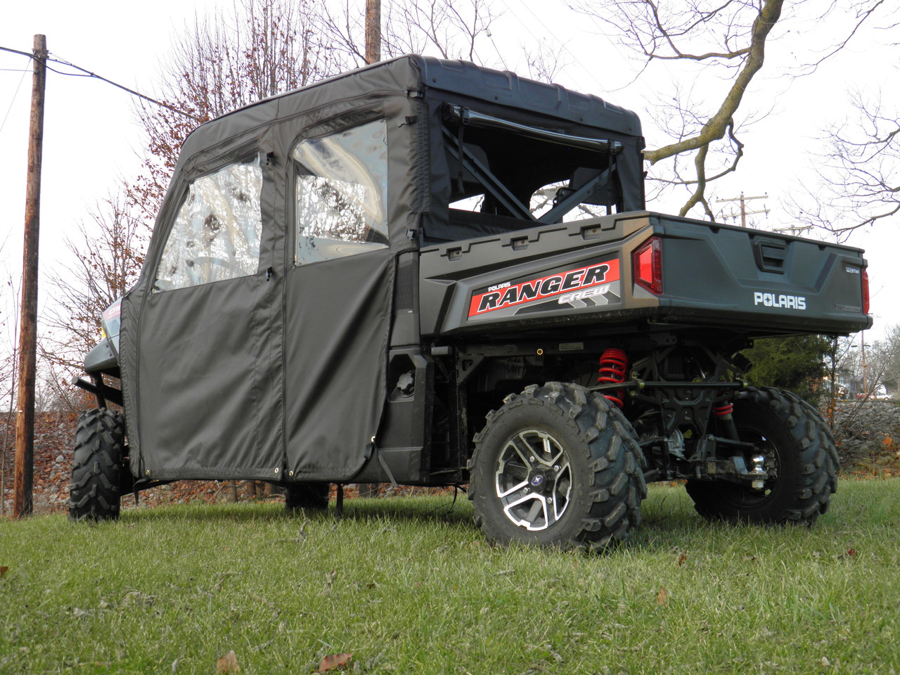 3 Star side x side Polaris Ranger Crew 570-4 doors and rear window rear angle view