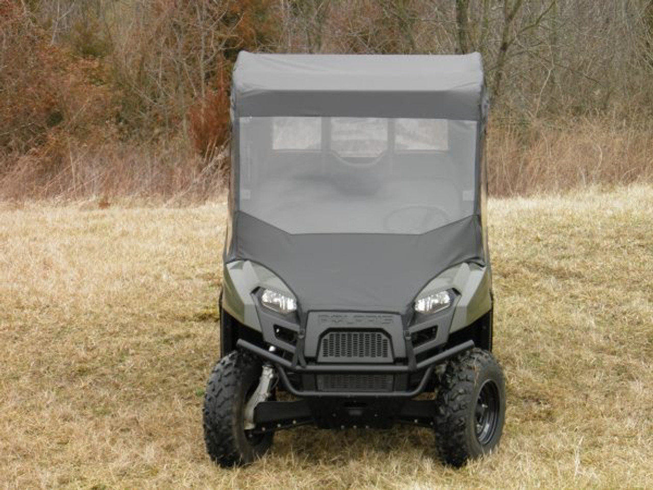 3 Star side x side Polaris Ranger Crew 570-4 vinyl windshield and top front view