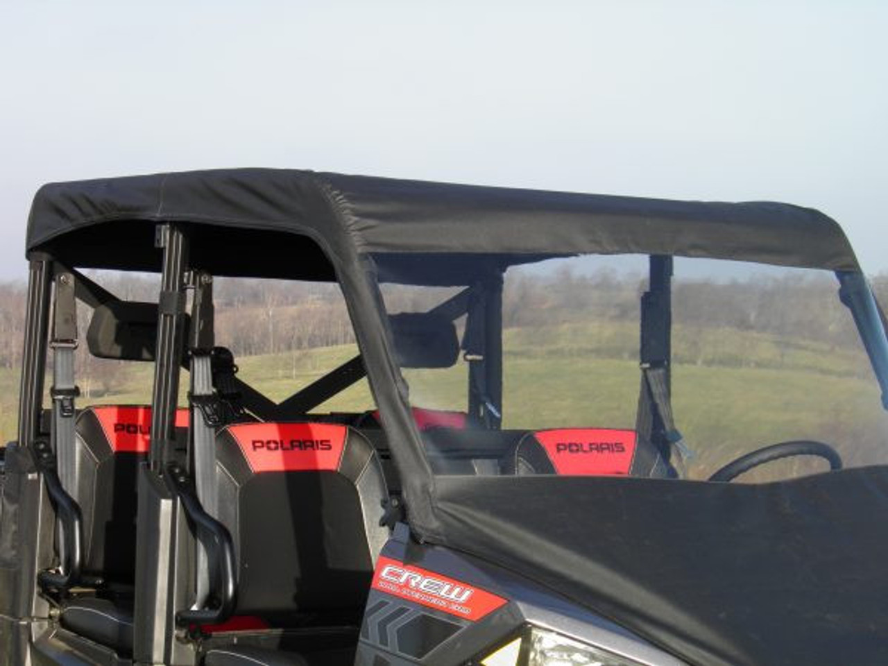 3 Star side x side Polaris Ranger Crew 1000/XP1000 vinyl windshield and top close-up view
