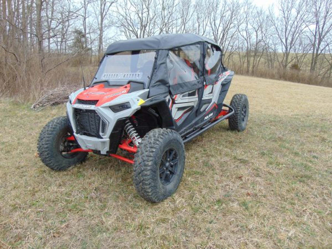 3 Star side x side accessories Polaris RZR XP-4 1000/XP-4 Turbo Full Cab Enclosure for Hard Windshield front and side angle view