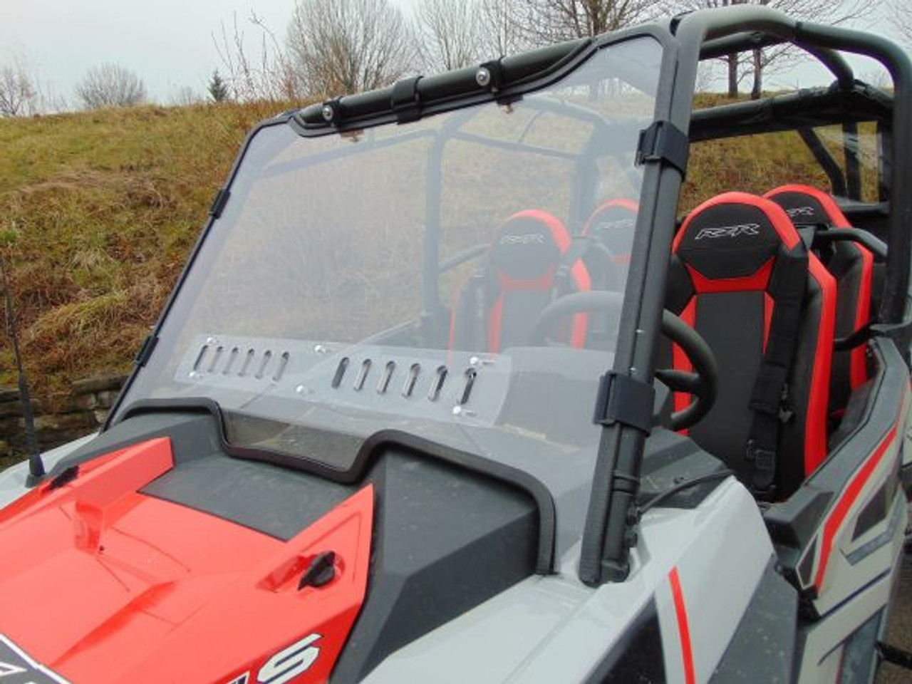 3 Star side x side accessories Polaris RZR 4 900/XP 4 1000/XP 4 Turbo 1-Pc Scratch-Resistant Windshield front angle view