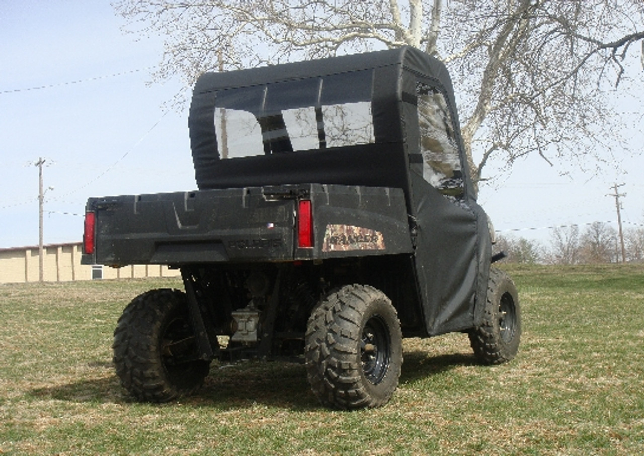 3 Star side x side Polaris Ranger Mid-Size full cab enclosure with vinyl windshield rear view