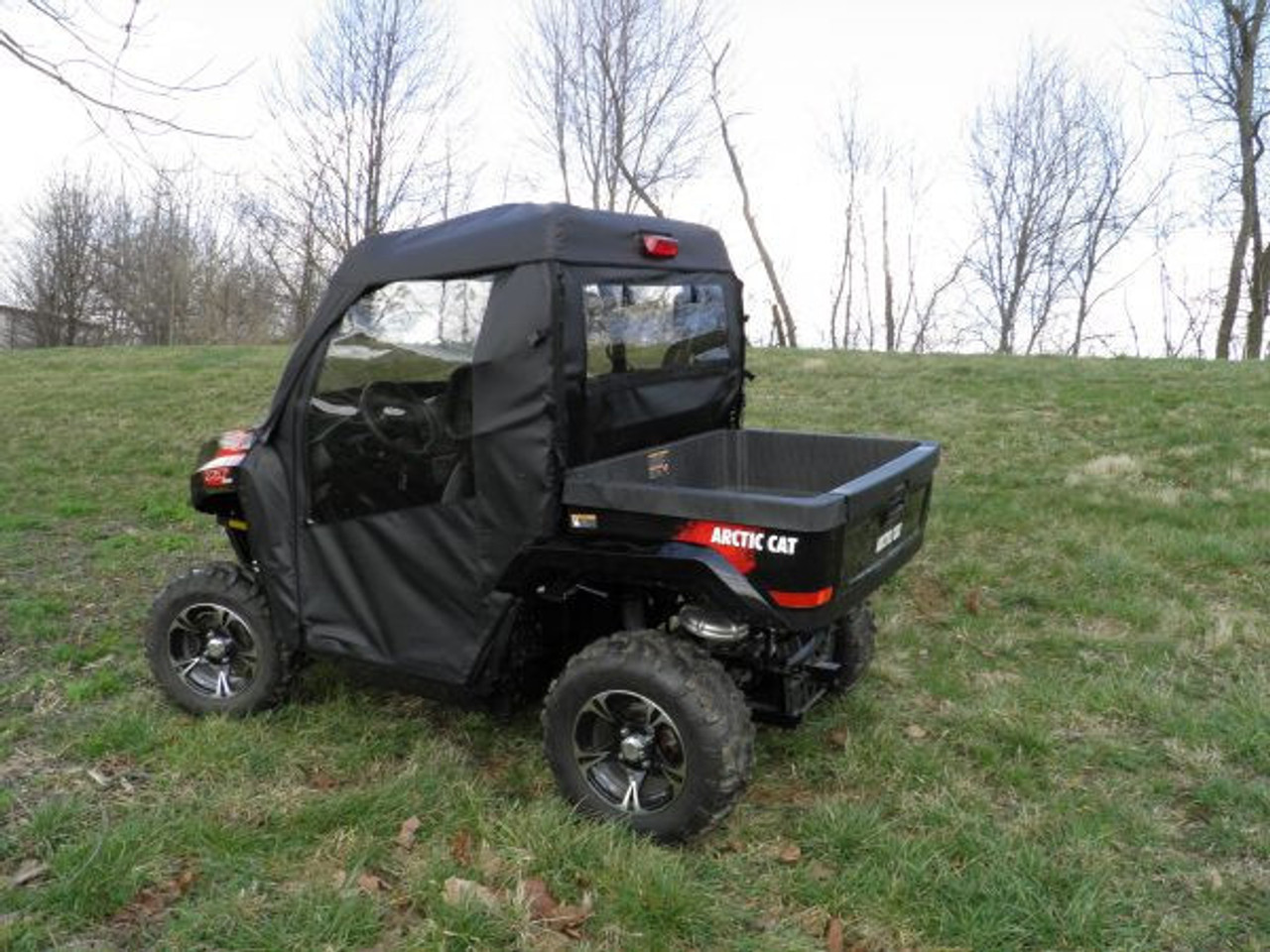 Cab enclosure doors and rear window side and rear view