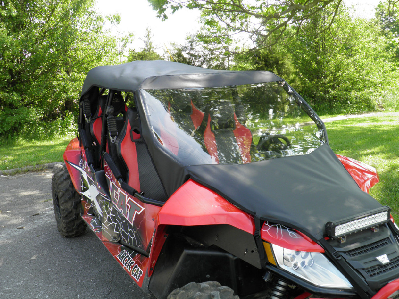 3 Star, side x side, arctic cat, wildcat 4, full cab enclosure with vinyl windshield front angle view
