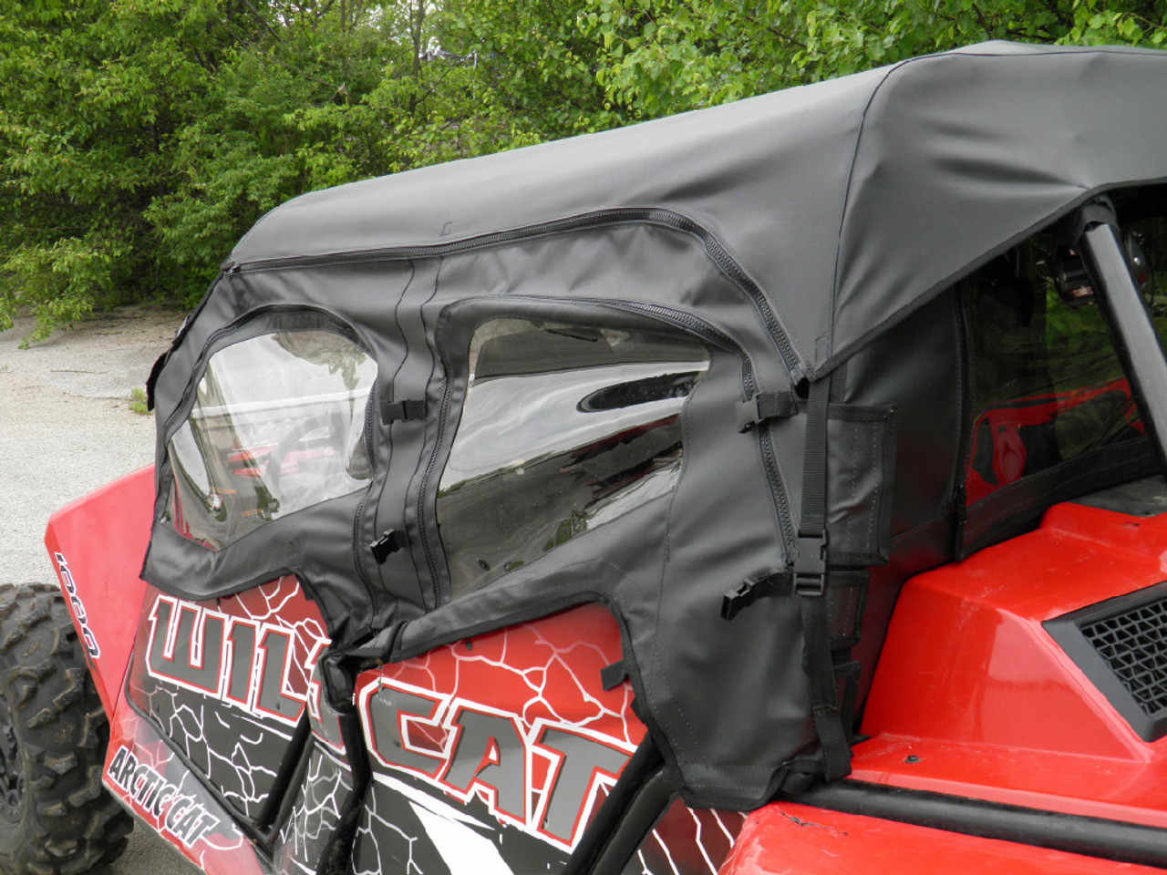 3 Star, side x side, arctic cat, wildcat 4, full cab enclosure with vinyl windshield side and rear angle view