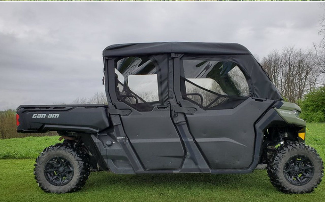 3 Star side x side can-am defender max full cab enclosure with upper doors side view close up