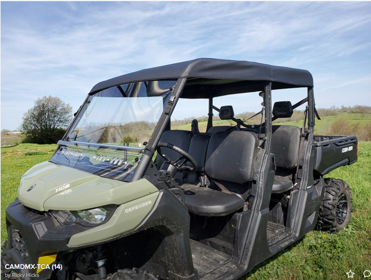 3 Star side x side can-am defender max soft roof front and side angle view