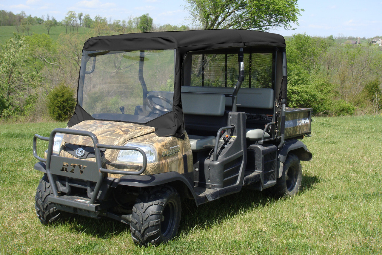 3 Star side x side Kubota RTV X1140 vinyl windshield and top front and side angle view