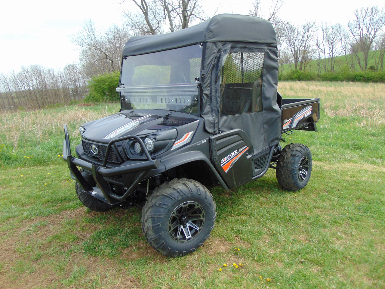 3 Star side x side Kubota RTV XG850 full cab enclosure front and side angle view