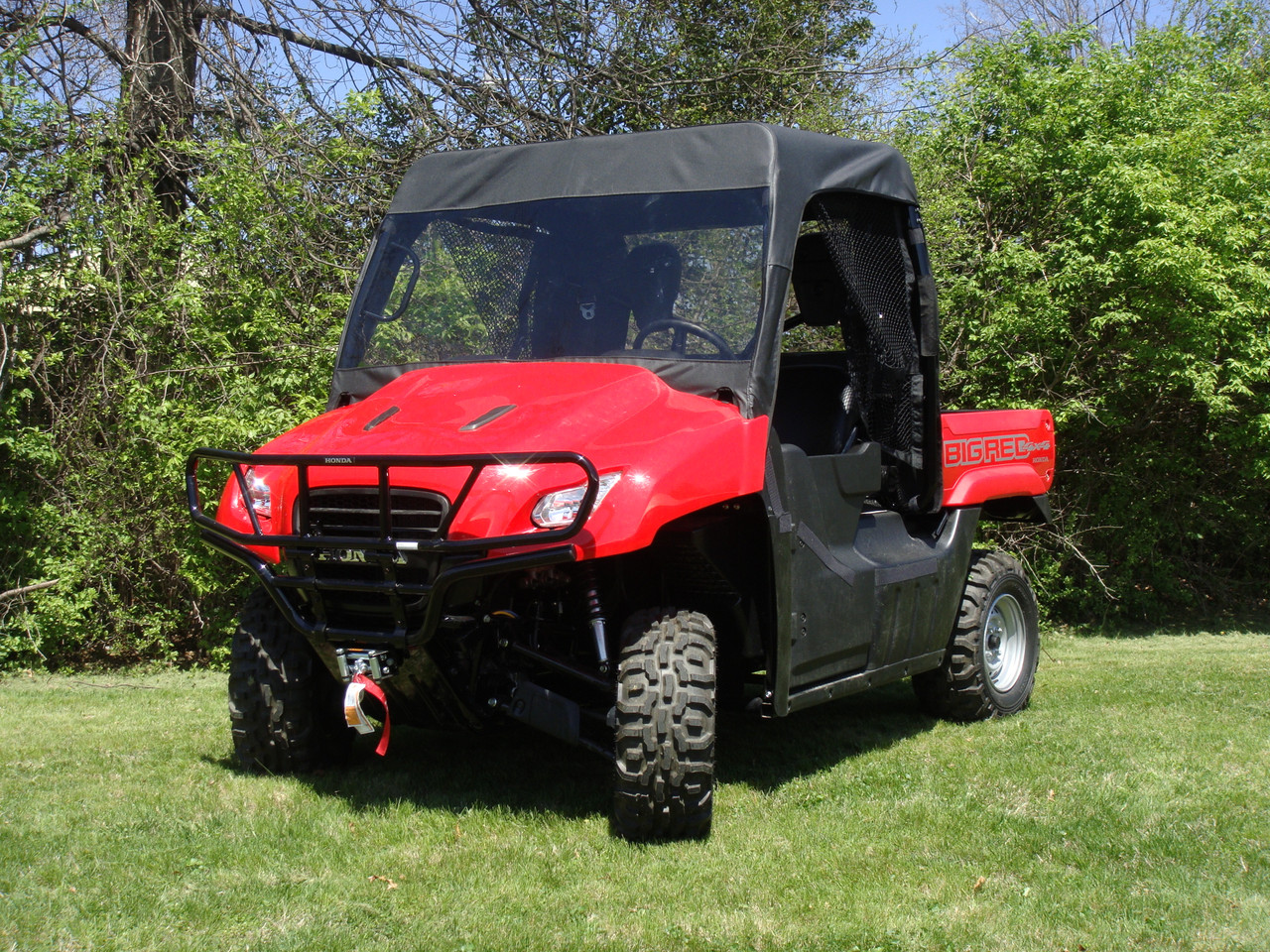 3 Star side x side Honda Big Red vinyl windshield and roof front and side angle view distance