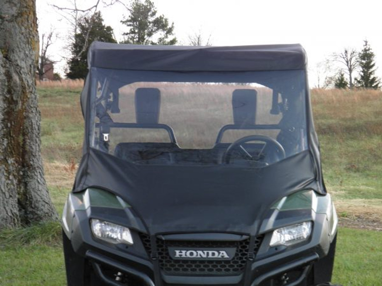 3 Star side x side Honda Pioneer 700-4 vinyl windshield and roof front view