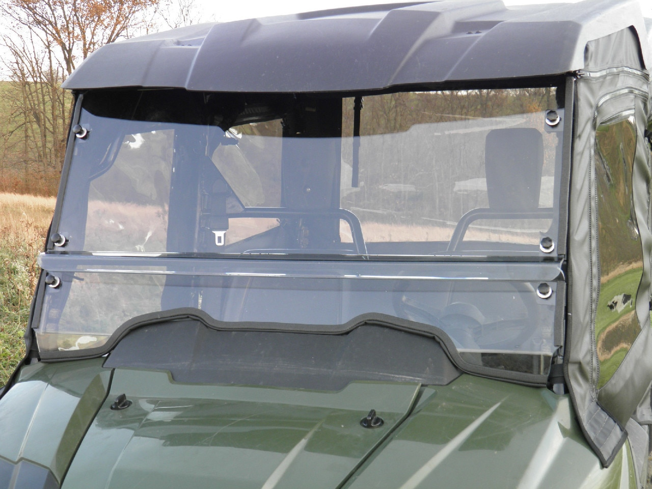 3 Star side x side Honda Pioneer 700-4 windshield front view close up