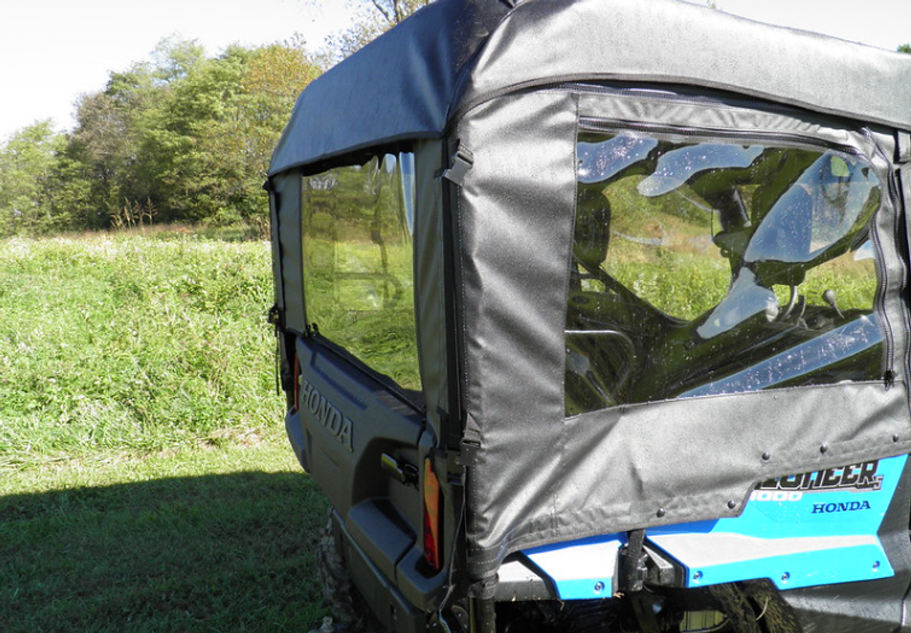 Honda Pioneer 1000-5 and 1000-6 Full Cab Enclosure for Hard Windshield rear and side corner view
