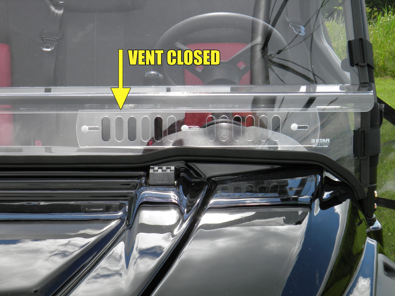3 Star side x side John Deere HPX/XUV windshield vents closed