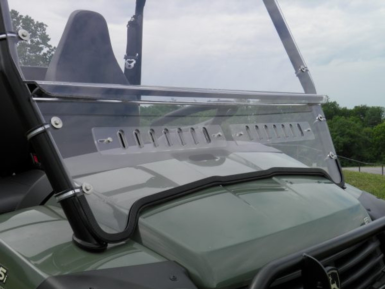 3 Star side x side John Deere HPX/XUV windshield front angle view close up