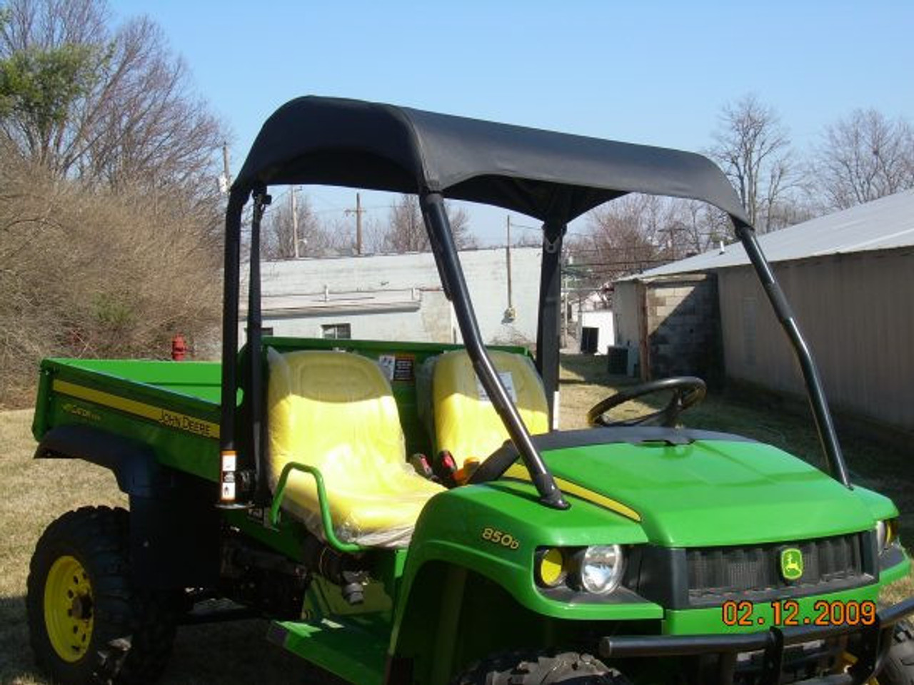 3 Star side x side John Deere HPX/XUV soft top front and side angle view close up