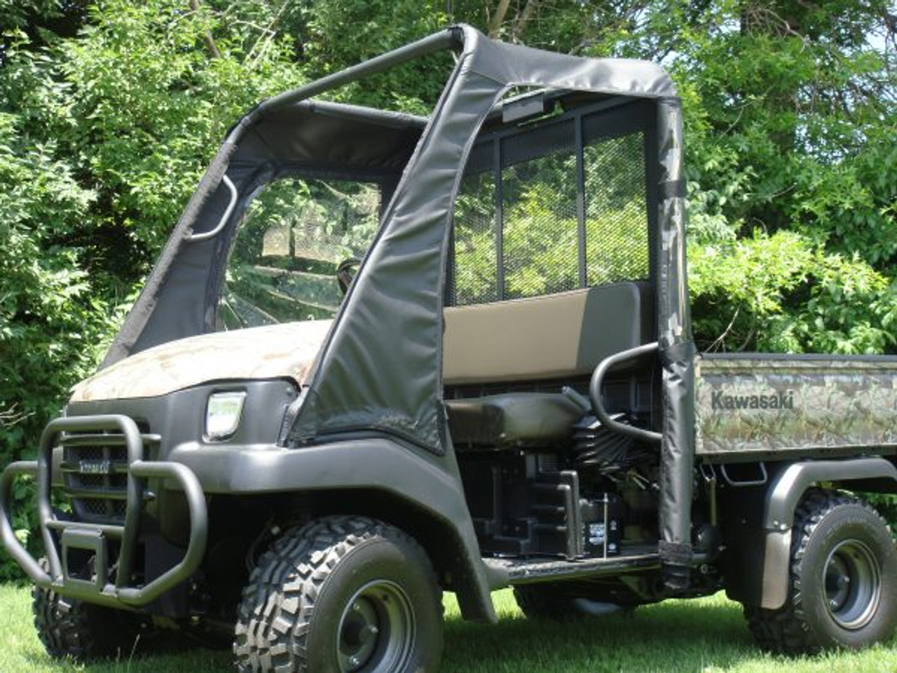 3 Star side x side Kawasaki Mule 3000/3010 cab enclosure front and side angle view