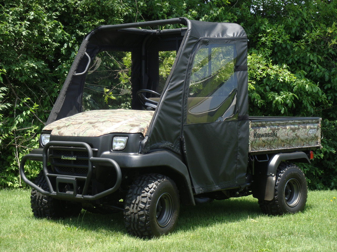 3 Star side x side Kawasaki Mule 3000/3010 doors and rear window side and front angle view