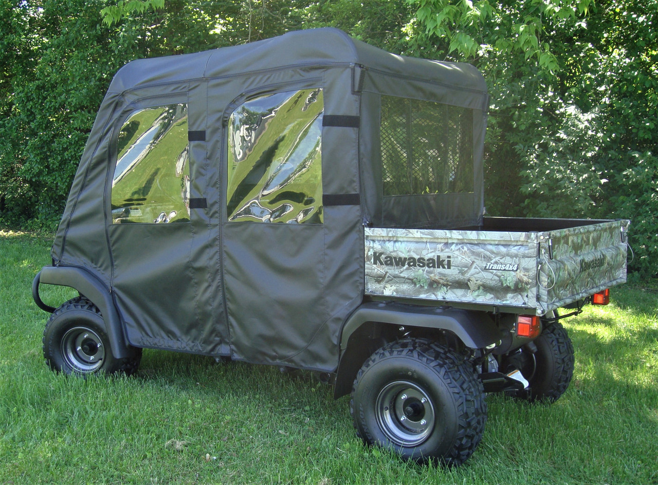 3 Star side x side Kawasaki Mule 3000/3010 Trans full cab enclosure side and rear angle view