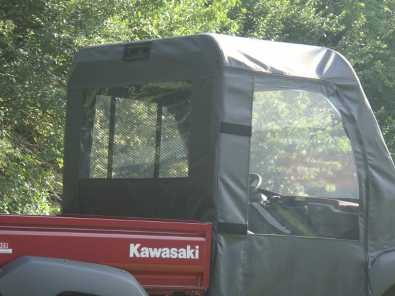 3 Star side x side Kawasaki Mule 4000/4010 full cab enclosure rear and side angle view