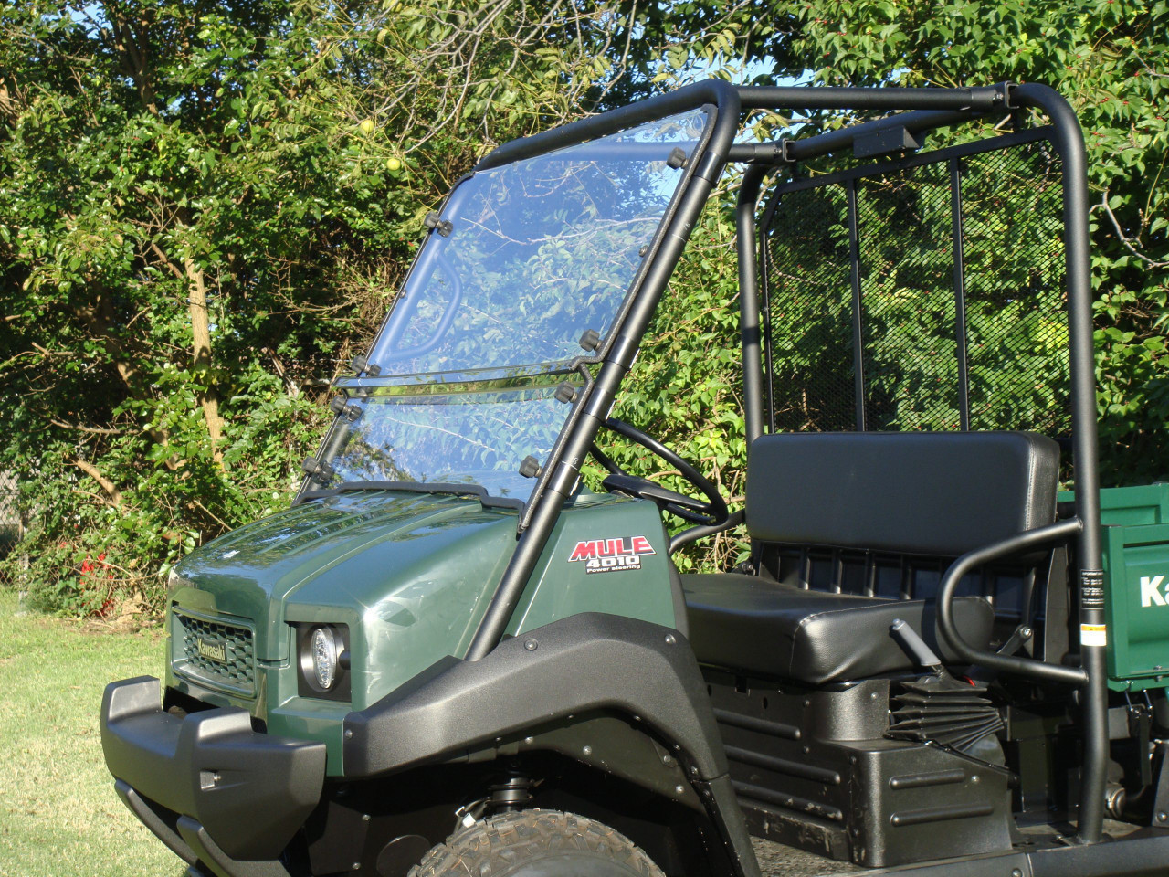 3 Star side x side Kawasaki Mule 4000/4010 trans windshield front and side angle view